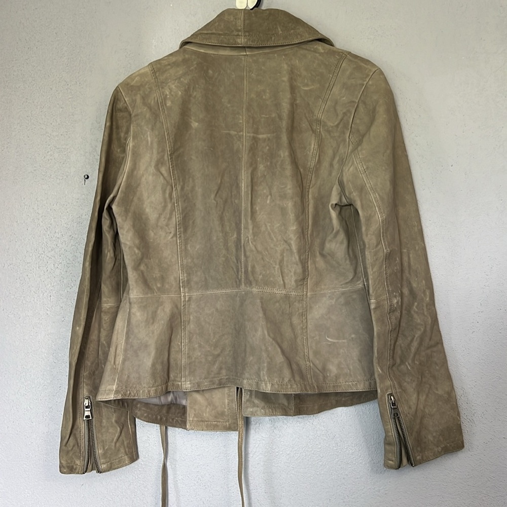 Banana Republic women’s leather jacket, size M, beige/gray - Picture 2 of 12
